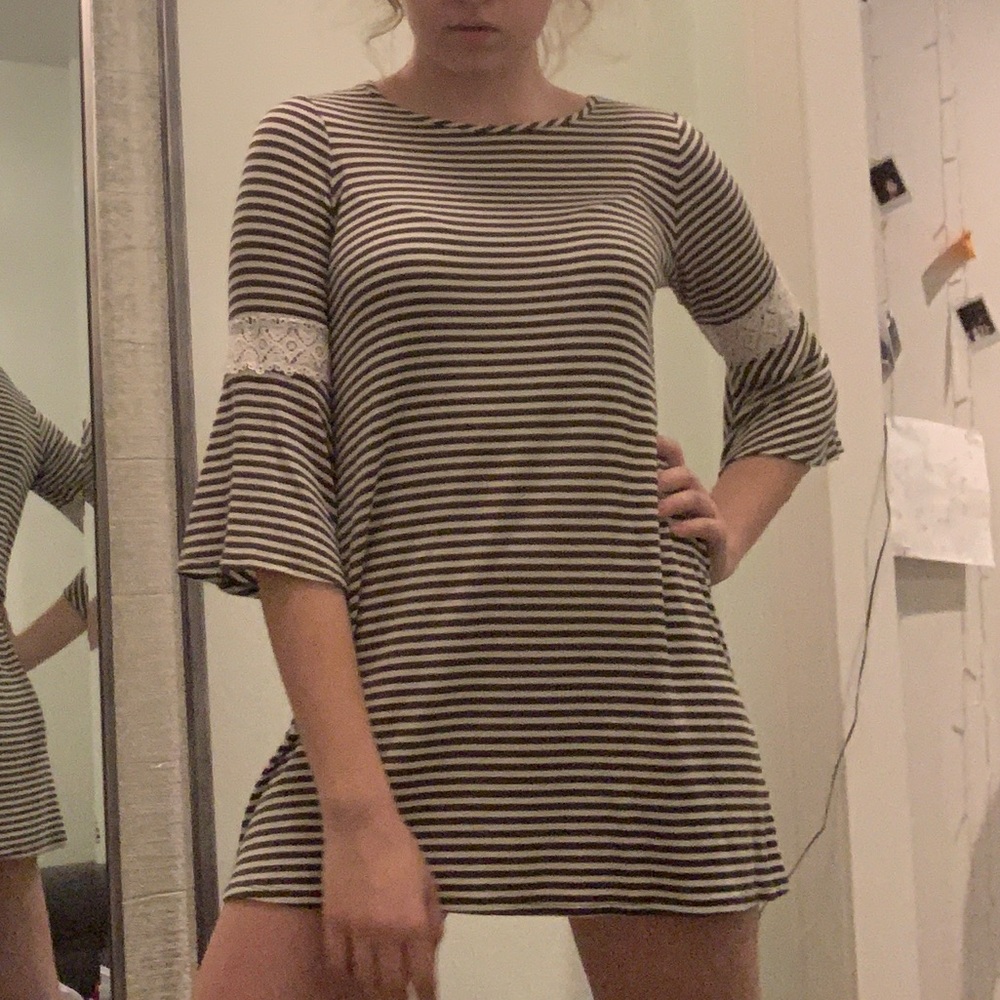 Green and White Striped Tunic/Dress